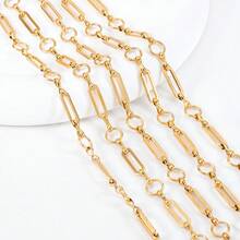 1m Stainless Steel Jewelry Making Chain, Hollow Rectangular Design With Round Spacers, Suitable For DIY Necklace, Bracelet And Other Accessories - Stainless Steel Chain - View 6