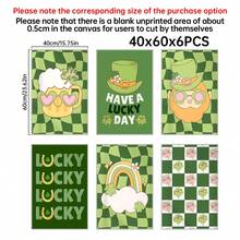 1/6件套圣帕特里克节趣味帆布海报，爱尔兰幸运数字墙饰。时尚绿色墙画。圣帕特里克节装饰。房间海报，家居装饰，房间美学装饰，浴室装饰，可选画框 - 多色 - 查看 29