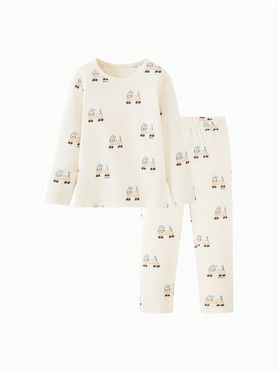 mini bala 儿童保暖内衣套装，柔软抗菌面料，透气舒适，可爱北欧风秋冬打底衫 - 紅藍色調 - 查看 1