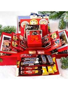 Set de 16 piezas Caja de regalo de explosión roja, Caja de regalo sorpresa, Caja de fotos, Accesorios creativos DIY para álbum de recortes, Regalo de aperitivos, Regalo de pareja, Cumpleaños, Propuesta, Día de San Valentín, Día de la Madre, Fiesta de graduación (Aperitivos no incluidos) - Rojo - Ver 6