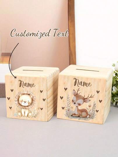 1pc Customized Piggy Bank, Personalized Animal Shaped Coin Bank For Boys And Girls, Savings Box With Name For Birthday Gift, Home Decor For Housewarming, Living Room, Bedroom, Bathroom, Back To School, Home Renovation, Jewelry Box, Fashionable Autumn