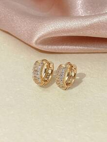 1pc Micro-Inlaid Zirconia Earring Hoop, Niche Luxury Versatile Earring Accessory, Suitable For Daily Wear - Earrings - View 9