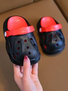 儿童透气凉鞋，男女学生软底舒适家居拖鞋 - 黑色 - 查看 3