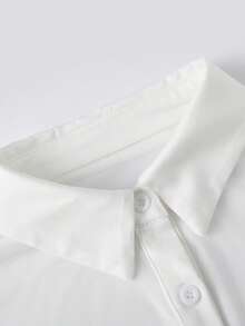 Women Sheer Long Sleeve Tops Slim Fit Solid Button-Up Collared Shirts For Daily Going Out Party Club - White - View 7