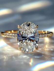 1 PC Gorgeous Cubic Zirconia Ring For Women For Valentine's Day Gift Wedding Anniversary Party Jewelry - Yellow Gold - View 6