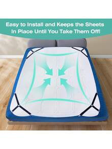 4pcs Bed Sheet Straps, Easy To Install Bed Sheet Clips, Fitted Sheet Clips Sheet Fasteners, Say Goodbye To The Messy Sheets (Black-4 Pcs) - B-Black - View 3