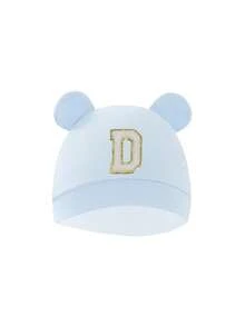 1pc Newborn Baby Hat, Solid Color & Printed Ear Design, Warm Protective Cute Casual Accessory, Suitable For Outdoor Use - Baby Blue - View 7