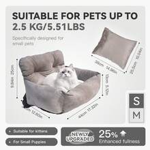 HAZOOWILL Winter Pet Car Safety Seat, Suitable For Cats & Dogs - Warm Travel Carrier With Fixing Hooks And Handles, Corduroy Fabric, Fits Front/Rear Car Seats, Multi-Scene Use (Cafe/Park/Outdoor/Home), Christmas Gift - Multicolor - View 25