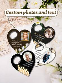 Personalized Custom Baptism Heart-Shaped Bottle Opener​ – Elegant Keepsake (8cm/3.14in High, 8.5cm/3.35in Wide) With Custom Names (Laura Ander, Peter Watson, Amelia Banken), Dates (E.G., 22.10.2026, 12.10.2026, September 2026), And Religious Symbols (Cross, Dove, Chalice). - Multicolor - View 14