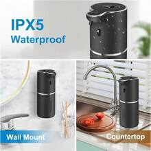 DONASIRA 380毫升非接触式自动皂液器，电动泡沫液泵，可充电感应式洗手器，6种可调节模式，IPX5级防水，可桌面或壁挂安装，适用于浴室、厨房、公共区域，冬季新品 - 多色 - 查看 12