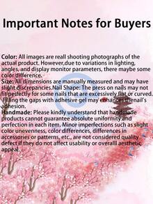 10pcs Handmade Delicate Flower Pressed Nail Stickers, Pink Soft Floral Bouquet Fake Nails, Removable Reusable Nail Art Supplies (1 Jelly Sticker + 1 Nail File) - Pink - View 9