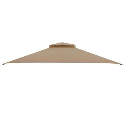  COSTWAY 10Ft X 12Ft Gazebo Replacement Top, Double Tiered Canopy Replacement Roof With Air Vent And Drainage Holes, Flame-Retardant Outdoor Canopy Top Cover For Garden, Backyard, Patio, Lawn, Brown
