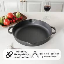 14 Inch Black Non-Stick Cast Iron Skillet - Durable Versatile Pan For Searing Sautéing Baking | All Stove Compatible (Stovetop/Oven/Campfire) - Default - View 5