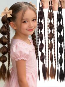 1 pieza Coletero con estilo de linterna china y lazo amarillo desmontable, adecuado para niñas y niños, trenza larga y dulce y genial coleta alta con linterna - Multicolor - Ver 2