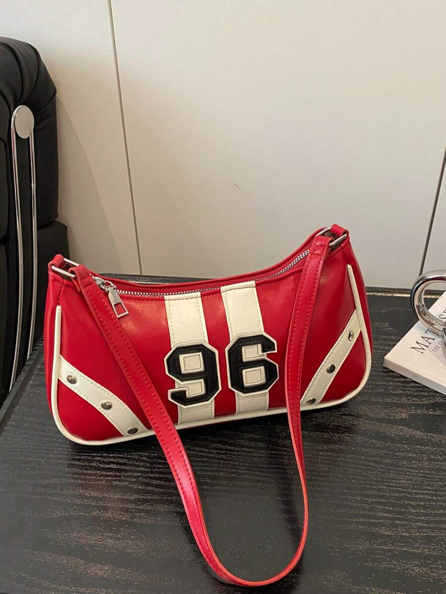 New Fashion Versatile Textured Shoulder Bag, Underarm Handbag For Women - Red - View 1