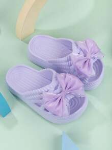 Girls' Sandals New Arrival Fashion Cute Bow Princess Shoes Versatile Comfortable Beach Slippers - Mauve Purple - View 2