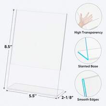 TICONN 5.5x 8.5 Acrylic Sign Holder, L Shape Clear Sign Stand For Displaying, Plastic Paper Holder For Office, Store, Restaurant (Vertical 12 Pack) - J - View 4