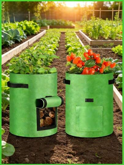 1 pieza Bolsa de cultivo de plantas de 5/7 galones, Bolsa de vivero de verduras de fieltro, Bolsa de cultivo de patatas con asas de transporte, Floreira de gran diámetro, Bolsas de cultivo no tejidas, Bolsas de vivero de plantas para jardines e invernaderos, Herramientas de jardinería humectantes, Contenedores de plantación para patatas, champiñones, tomates y verduras, Productos de jardinería para el hogar