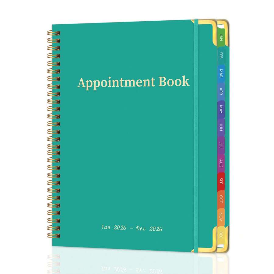 Trees 2026 Appointment Book With Monthly Tabs, A4 Minimalist Daily Planning Journal Notebook With Calendar View, Daily Arrangements & Reminders For Office Supplies School Essentials - Green - View 1