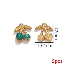 5件套304不锈钢吊坠套装，迷你水果樱桃造型，PVD镀金金属，可用于DIY耳环、项链、手链等饰品制作，批发 - 彩色 - 查看 10