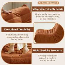 Corduroy Single Sofa Chair, Bean Bag Chair, Living Room Lazy Sofa. Soft And Comfortable Caterpillar Design With Ergonomic Construction. Sleek Armless Style Featuring Elegant Button Detailing. High-Density Memory Foam Filling. Non-Slip Base. No Assembly Required. Suitable For Living Rooms, Bedrooms, And Apartments(Orange). - 橘色 - 查看 5
