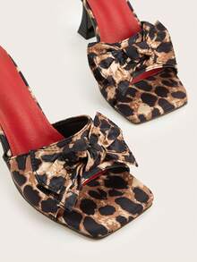 Handmade Leopard Print Butterfly Knot Decor Stiletto High Heel Sandals For Women, Versatile, Fashionable, Daily Wear. Assorted Leopard Print Colors And Patterns, Butterfly Knot Directions And Patterns Are Random - Multicolor - View 4