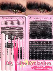 Eimny 800PCS/740PCS/416PCS Cluster Lashes Book Kit, D Curl Mixed 10-16mm, Lash Clusters Mega Volume Individual Lashes Wispy Lashes, DIY Eyelash Extension - Reusable, Lightweight And Easy To Use, Lash Clusters, Single Lashes, False Lashes - Multicolor - View 9