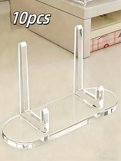 10 pièces Supports d'affichage de cartes acryliques transparents petits - Plateaux d'affichage d'insignes - Supports multifonctionnels pour cartes/disques/pièces/téléphones, trophées et insignes, étagères de rangement stables pour insignes, supports d'affichage de bureau