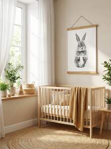 1set-DIY Easter Bunny Baby Footprint Wall Art, Personalized Baby Keepsake Canvas With Wood Hanger, Ink Pad Not Included, Ideal For Nursery Room Kids Bedroom Easter Holiday Baby Shower DIY Gift - Multicolor - View 6