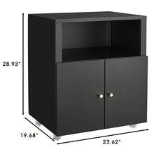 MUEBLE METÁLICO PARA IMPRESORA y ARCHIVADOR - Estante de 2 Niveles con Estante Ajustable y Puertas con Cerrojo, Organizador Móvil Bajo Escritorio - Negro - Cuatro cuadrículas - Ver 2