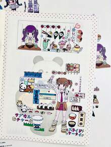 JK Girl Daily Cute Sticker Roll | Y2K Style Character Collection | Suitable For Scrapbooking, DIY Crafts, Planning (Continuous Roll Length 25cm, Total Length 210cm) - Multicolor - View 10