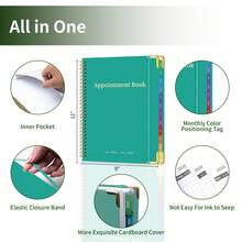 Trees 2026 Appointment Book With Monthly Tabs, A4 Minimalist Daily Planning Journal Notebook With Calendar View, Daily Arrangements & Reminders For Office Supplies School Essentials - Green - View 4