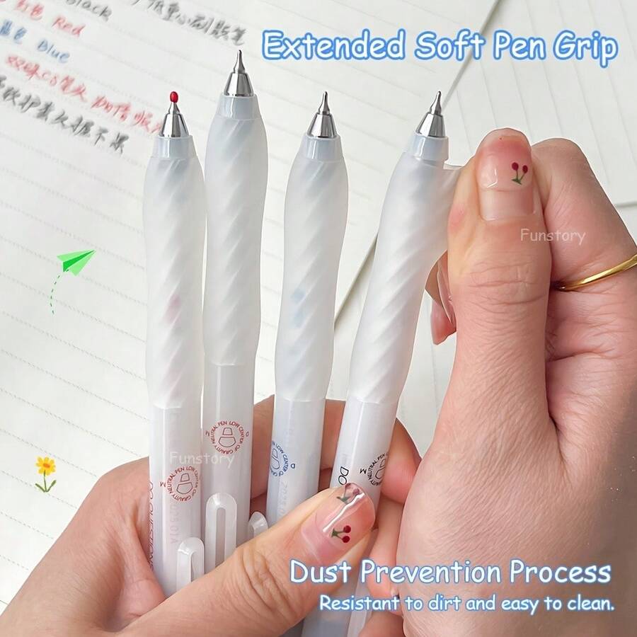 500pcs Low Center Of Gravity Neutral Pens, 0.5mm Minimalist Quick-Drying Ballpoint Pens - Multicolor - View 1