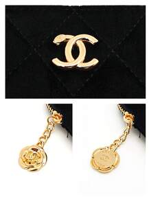 CHANEL 黑色天鹅绒便携式化妆包，可作口红袋、零钱包、收据夹，高级山茶花图案设计 - 黑色 - 查看 3