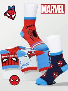 Marvel 1/5/10双装儿童漫威超级英雄蜘蛛侠袜子，男童中筒袜，韩版卡通秋冬女童袜子，儿童蜘蛛侠及超级英雄人物袜子 - 彩色 - 查看 15