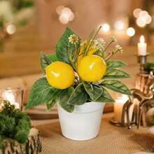 6-Inch Artificial Lemon Plant Potted Fake Lemon Tree, Small Potted Decor For Indoor/Outdoor, Home, Bathroom - A - View 6