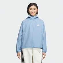 Adidas Logo Zip-Up Hooded Athletic Casual Jacket For Women. - Light Blue - View 1