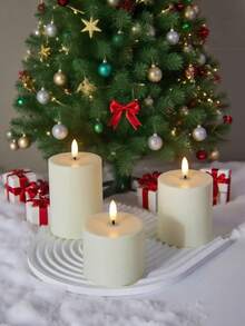 This 3-Pack Of Electronic Flameless Candles Comes With A Remote Control And Timer Function, Allowing You To Set A Timer For 2/4/6/8 Hours. It Features A Realistic Flickering Flame Effect, Requires No Open Flame, Has A Long Lifespan, And Is Suitable For Parties, Weddings, Festivals, Family Gatherings, And Everyday Use. - Off White - View 5