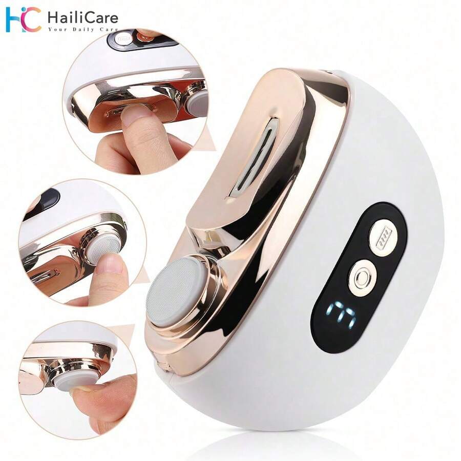Hailicare Máy cắt móng tay điện tử có màn hình LED, 3 tốc độ điều chỉnh, 2 trong 1 vừa cắt vừa đánh bóng, đèn tích hợp và hộp hút bụi móng, sạc qua cổng Type-C, bộ dụng cụ làm móng di động tiện lợi cho gia đình và du lịch. - trắng - Xem 1