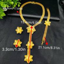 1 Set Fashion Women's Gold-Plated Pendant Necklace Jewelry Set 3pcs, Middle Eastern Dubai Bridal Wedding Dress Accessories, Holiday Gift Necklace Earrings Bracelet - Yellow Gold - View 5