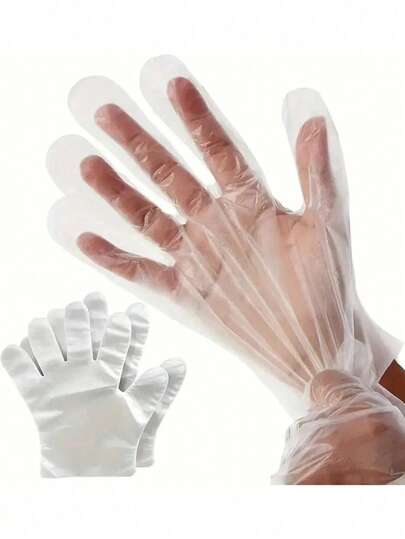 100PCS/Disposable Plastic Gloves, Suitable For Cooking, Food Preparation, Food Service, Household And Restaurant Use, Hair Coloring, Cleaning Supplies, Household Tools, Christmas Supplies,Kitchen,Bathroom,Home,Household Supplies