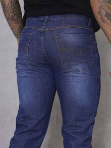 Calça Masculina Jeans Skinny Lisa Basica Com Lycra - Lavagem escura - Visão 6