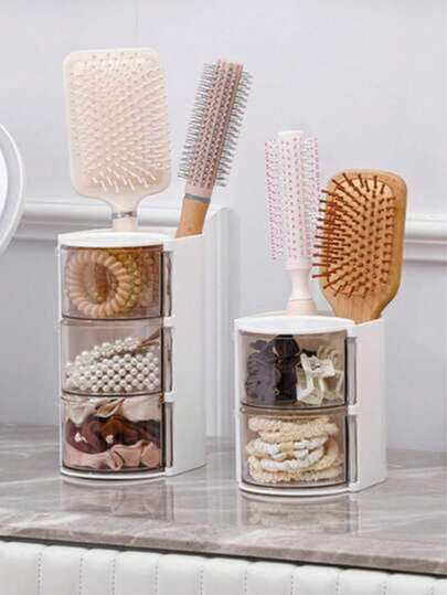 Rotating Makeup Organizer Box - Organizer Box For Makeup Brushes, Combs, Hair Clips, Brushes, Hair Clips And Jewelry, Ideal As A Halloween/Christmas/Thanksgiving Gift , Makeup Room Decor,Makeup Bag,Travel Essential