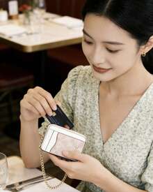 Coach Card Case 8 Front Pocket Minimalist Slim Wallet RFID Blocking Slim Front Pocket Wallet For Women Credit Card Holder With Keychain - Apricot - View 3