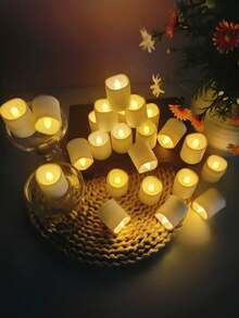 12/24 LED Electronic Candles, Battery Powered, With Timer/Remote Control, Wishing Candles, Tea Lamps, LED Flameless Candle Lights, Suitable For Valentine's Day, Weddings, Parties, Birthdays, Home Décor And Other Holidays. - Warm Light - View 7
