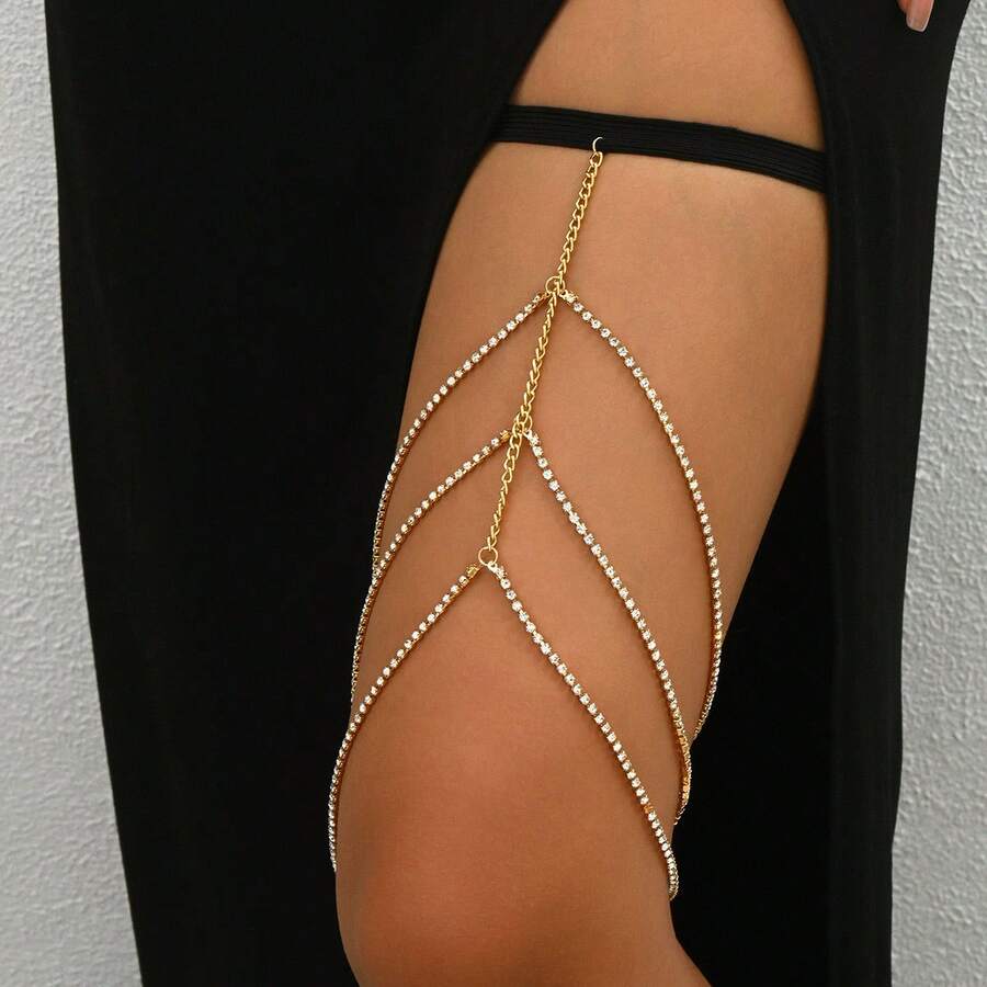 Dây đeo chân nhiều lớp đính đá - Dây đeo đùi ngắn và dài dành cho nữ, phụ kiện trang phục dự tiệc, câu lạc bộ, thích hợp cho Ngày Valentine, lễ hội hóa trang và các buổi gặp gỡ hàng ngày. - Nhiều màu - Xem 1