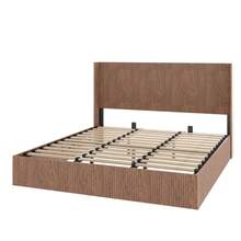 Large Grooved Undulating Lift Storage Bed Frame, Wooden Platform Bed Frame With Lift Storage, No Spring Box Required/No Noise, Rustic Brown Slatted Natural Wood(
King) - Brown - View 8