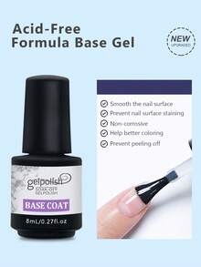 GELPOLISH 3pcs Spring/Summer Gel Nail Polish Set - Base Coat, Glossy Top Coat, Matte Top Coat. Long-Lasting Shine, No Wipe Needed, LED Lamp Soak-Off, DIY Design, Valentine's Gift For Her - 無色 - 查看 2