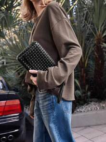 2026新款编织手提包，优雅单肩翻盖包，简约托特包，百搭奢华艺术包 - 黑色 - 查看 5