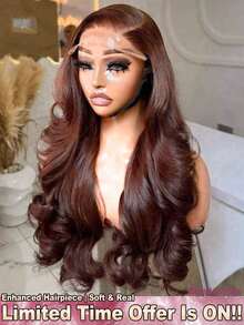 Put On And Go 200% Density 34 Inch Real Hair 5*5 13*4 13*6 Body Wave Lace Front Wigs - Pre Cutting Pre Pulling Pre Ironing Brazilian Virgin HD Transparent Lace Frontal Wigs Glueless - #4 Chocolate Brown No Glue Needed No Skills Lace Closure Wigs Frontal Glueless Wigs - Pre Plucked Pre Bleached Ear To Ear Body Wave Loose Wave - Brown - View 2